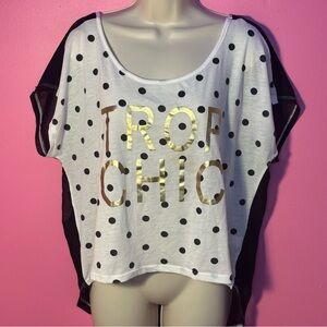 NWOT Polka Dot Mesh Back Sleeveless Top - Black/White - Size Large